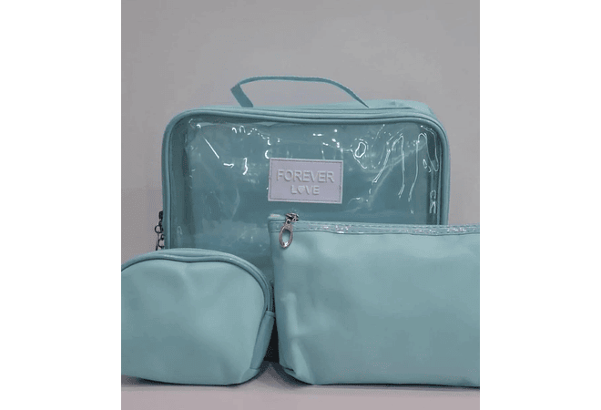 SET DE 3 COSMETIQUERAS (TRANSPARENTE) MOD# WL-1007 💋🩷