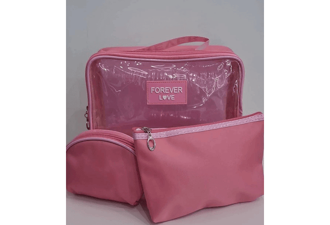 SET DE 3 COSMETIQUERAS (TRANSPARENTE) MOD# WL-1007 💋🩷