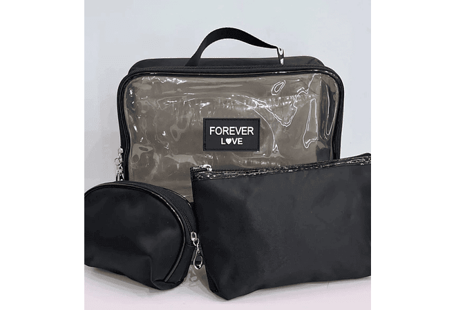 SET DE 3 COSMETIQUERAS (TRANSPARENTE) MOD# WL-1007 💋🩷