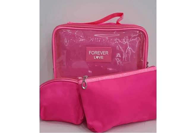 SET DE 3 COSMETIQUERAS (TRANSPARENTE) MOD# WL-1007 💋🩷