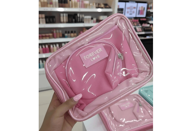 SET DE 3 COSMETIQUERAS (TRANSPARENTE) MOD# WL-1007 💋🩷