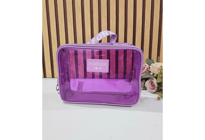 SET DE 3 COSMETIQUERAS (TRANSPARENTE) MOD# WL-1007 💋🩷