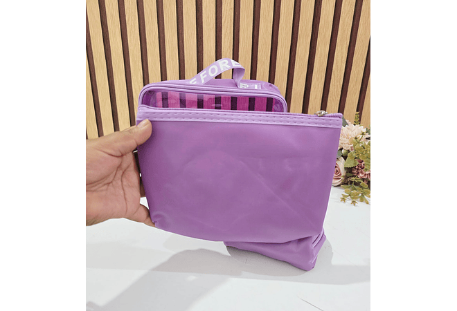 SET DE 3 COSMETIQUERAS (TRANSPARENTE) MOD# WL-1007 💋🩷