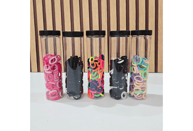 1 BOTECITO/TAPA NEGRA CON 100 DONITAS DE COLORES MOD# WNF0002