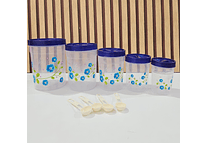 SET DE 5 TUPPER FLORES CON CUCHARITAS MEDIDORAS  MOD# 7511