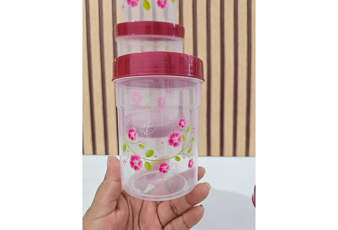 SET DE 5 TUPPER FLORES CON CUCHARITAS MEDIDORAS  MOD# 7511