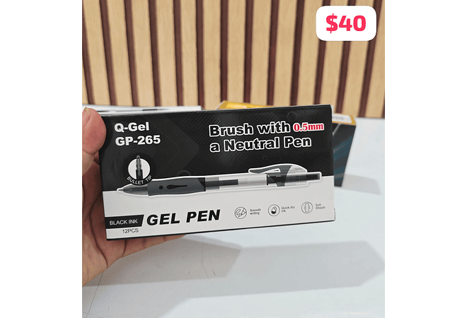 CAJITA CON 12 LAPICEROS TINTA NEGRA DE GEL MOD# BRUSH, YONG, JIAWEY