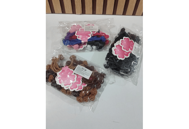 BOLSA CON 12 PARES DE LIGAS CON NUDO "DILA" PARA EL CABELLO MOD# ET/60