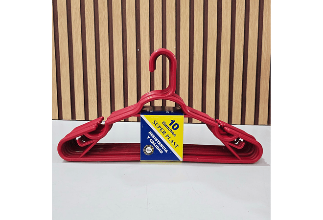 PAQ DE 10 GANCHOS DE COLORES PARA ROPA/ADULTO