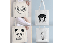 BOLSA DE MANTA BEIGE VARIOS DIBUJOS