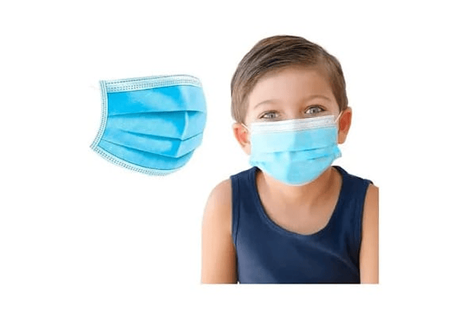 CAJITA CON 100 CUBREBOCAS INFANTIL AZUL MOD# MPE-100