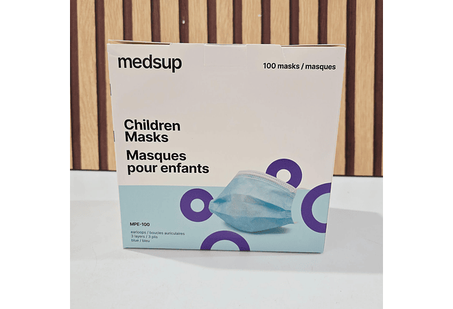 CAJITA CON 100 CUBREBOCAS INFANTIL AZUL MOD# MPE-100