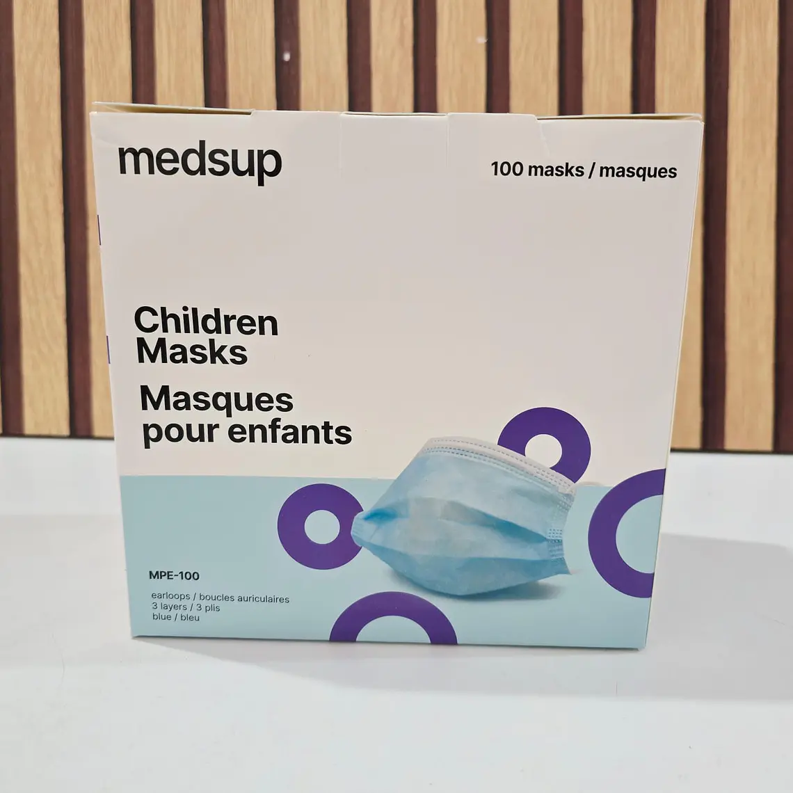 CAJITA CON 100 CUBREBOCAS INFANTIL AZUL MOD# MPE-100 4