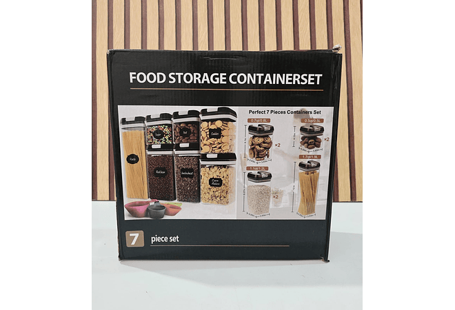 SET DE 7 CONTENEDORES PARA COCINA TAPA HERMÉTICA MOD #JN-331