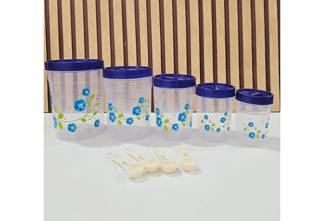 SET DE 5 TUPPER FLORES CON CUCHARITAS MEDIDORAS  MOD# 7511- COPIAR