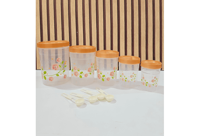 SET DE 5 TUPPER FLORES CON CUCHARITAS MEDIDORAS  MOD# 7511- COPIAR
