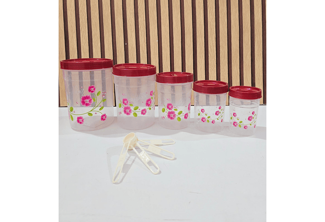 SET DE 5 TUPPER FLORES CON CUCHARITAS MEDIDORAS  MOD# 7511- COPIAR
