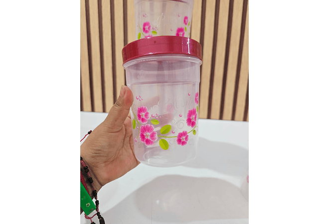 SET DE 5 TUPPER FLORES CON CUCHARITAS MEDIDORAS  MOD# 7511- COPIAR