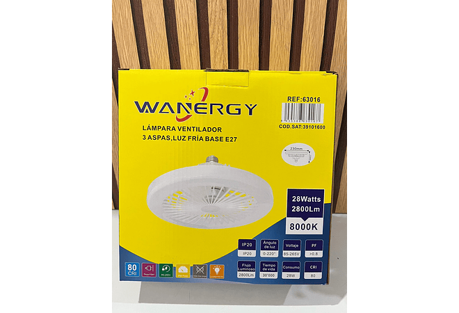 LÁMPARA VENTILADOR (LUZ BLANCA) MOD# 63016