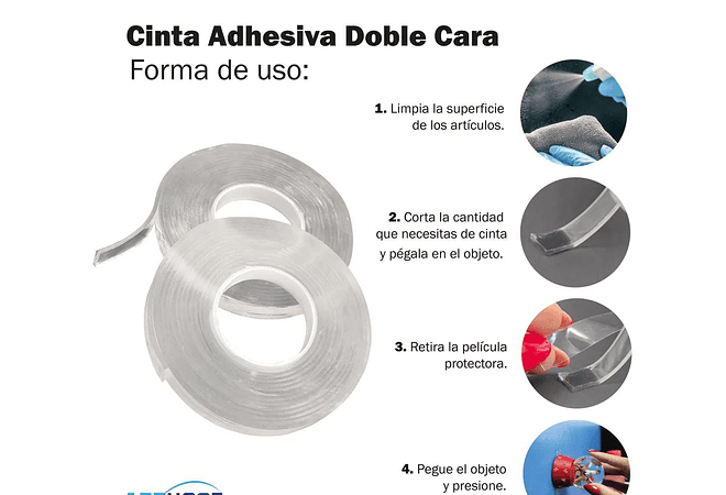 CINTA ADHESIVA DOBLE CARA TRANSPARENTE