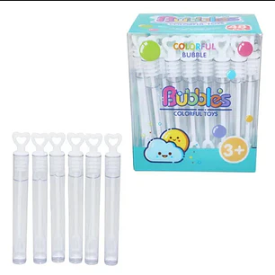 CAJITA CON 48 MINI BURBUJEROS CORAZON TRANSPARENTE MOD# B-92 🫧