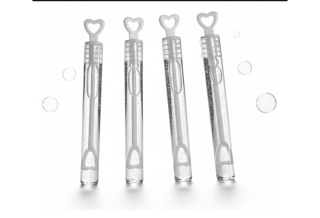 CAJITA CON 48 MINI BURBUJEROS CORAZON TRANSPARENTE MOD# B-92 🫧