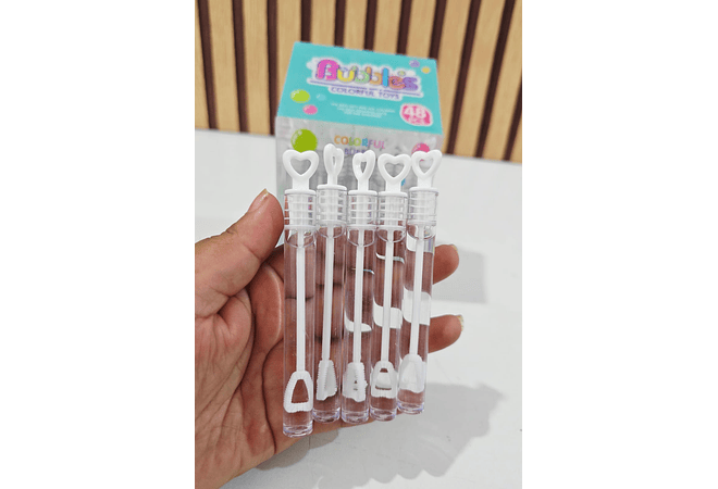 CAJITA CON 48 MINI BURBUJEROS CORAZON TRANSPARENTE MOD# B-92 🫧