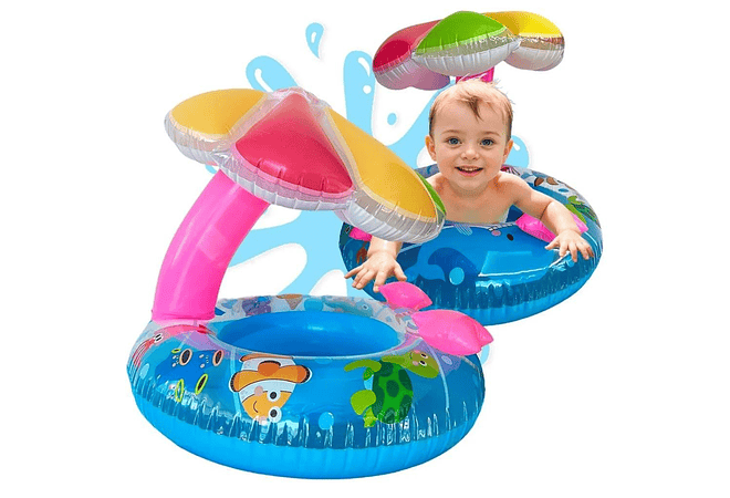 FLOTADOR INFLABLE INFANTIL CON SOMBRILLA EN FORMA DE HONGO MOD #992490