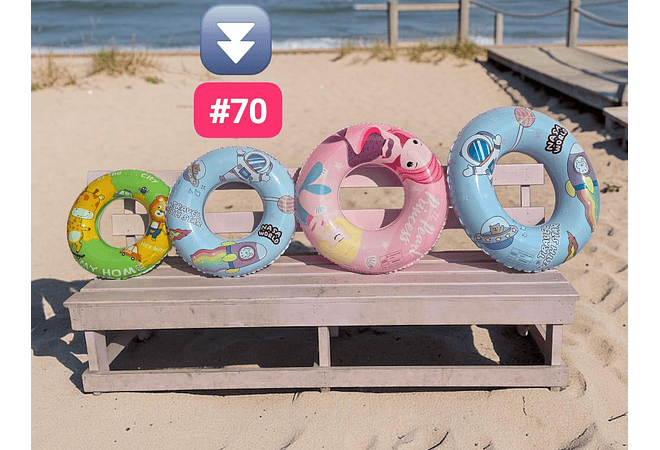 MEDIDA #70” SALVAVIDAS INFLABLE ESTAMPADO INFANTIL ANIMALITOS MOD #992373