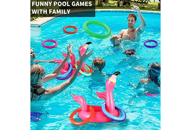 JUGUETE MINI INFLABLE CON ARITOS UNICORNIO O FLAMINGO MOD #992331