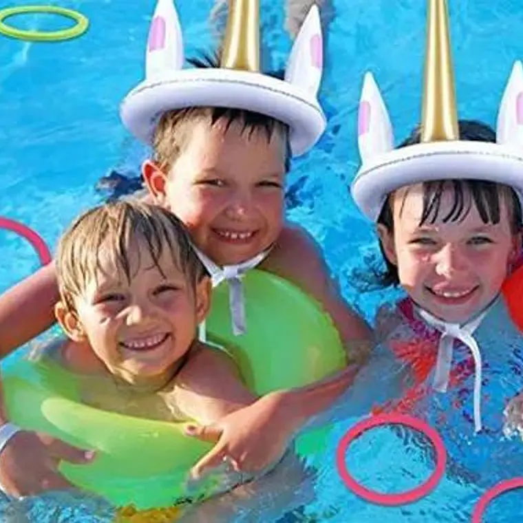 JUGUETE MINI INFLABLE CON ARITOS UNICORNIO O FLAMINGO MOD #992331 4