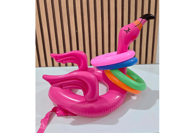 JUGUETE MINI INFLABLE CON ARITOS UNICORNIO O FLAMINGO MOD #992331