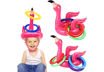 JUGUETE MINI INFLABLE CON ARITOS UNICORNIO O FLAMINGO MOD #992331