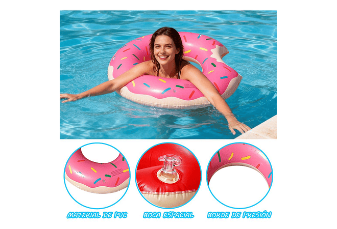 🛟🍩 SALVAVIDAS INFLABLE EN FORMA DE DONA TAMAÑO Y COLOR A ELEGIR 🛟🍩