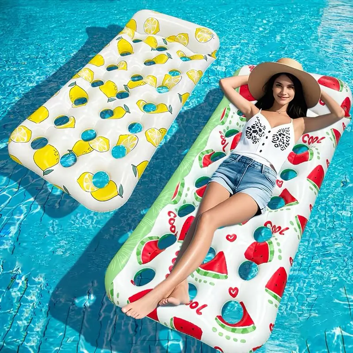 COLCHÓN/FLOTADOR INFLABLE DISEÑO FRUTAS MOD# 992458 🍉 🍋 7