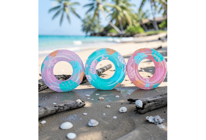 SALVAVIDAS 90" INFLABLE DISEÑO HOJAS TROPICAL MOD# 992370  🏖️🍂