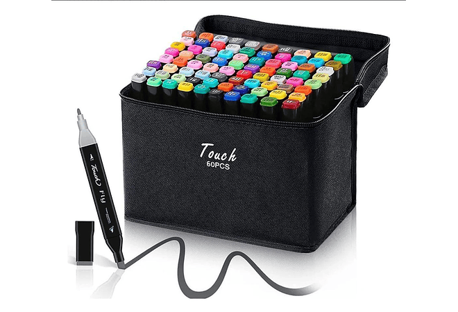 BOLSA CON 60 PLUMONES DE COLORES DE DOBLE PUNTA MOD# XF-88512