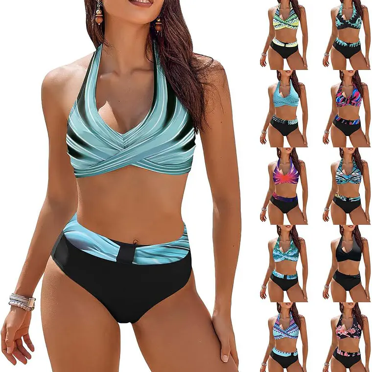 TRAJE DE BAÑO DE 2 PZ PARA DAMA COLORES AL AZAR 🏖️👙 1