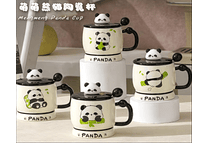 ☕🍴TAZA (400ML) DE CERÁMICA DISEÑO PANDITA CON CUCHARITA MOD# QY8334  🐼🎋