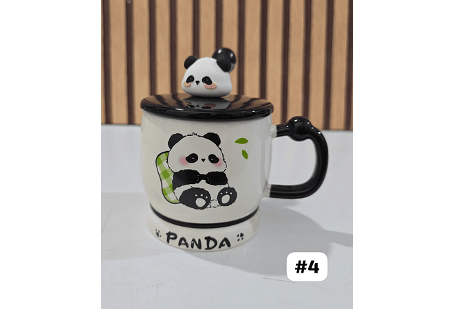 ☕🍴TAZA (400ML) DE CERÁMICA DISEÑO PANDITA CON CUCHARITA MOD# QY8334  🐼🎋