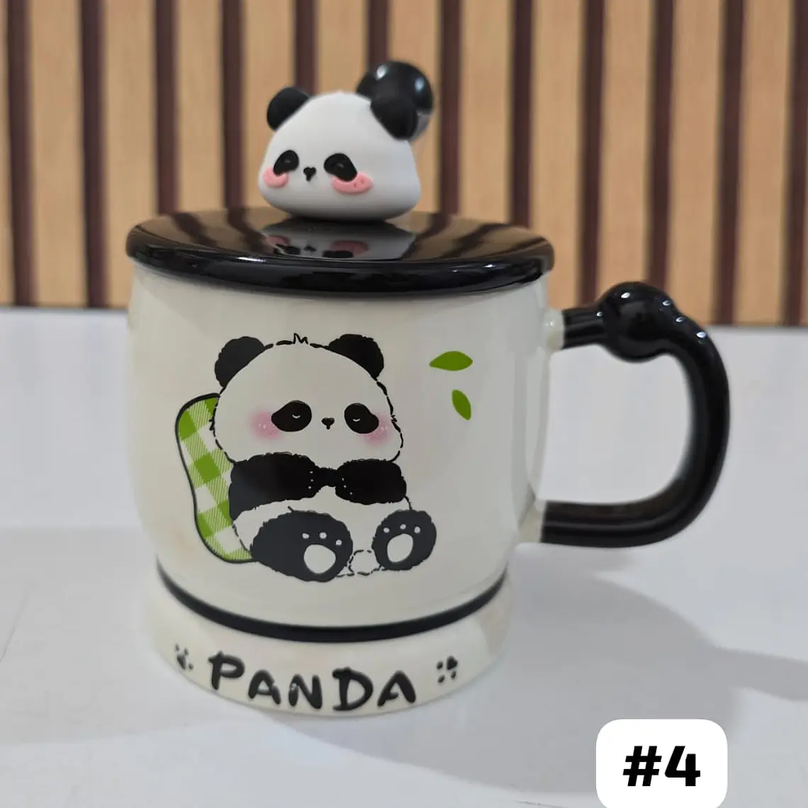 ☕🍴TAZA (400ML) DE CERÁMICA DISEÑO PANDITA CON CUCHARITA MOD# QY8334  🐼🎋 2
