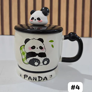 ☕🍴TAZA (400ML) DE CERÁMICA DISEÑO PANDITA CON CUCHARITA MOD# QY8334  🐼🎋