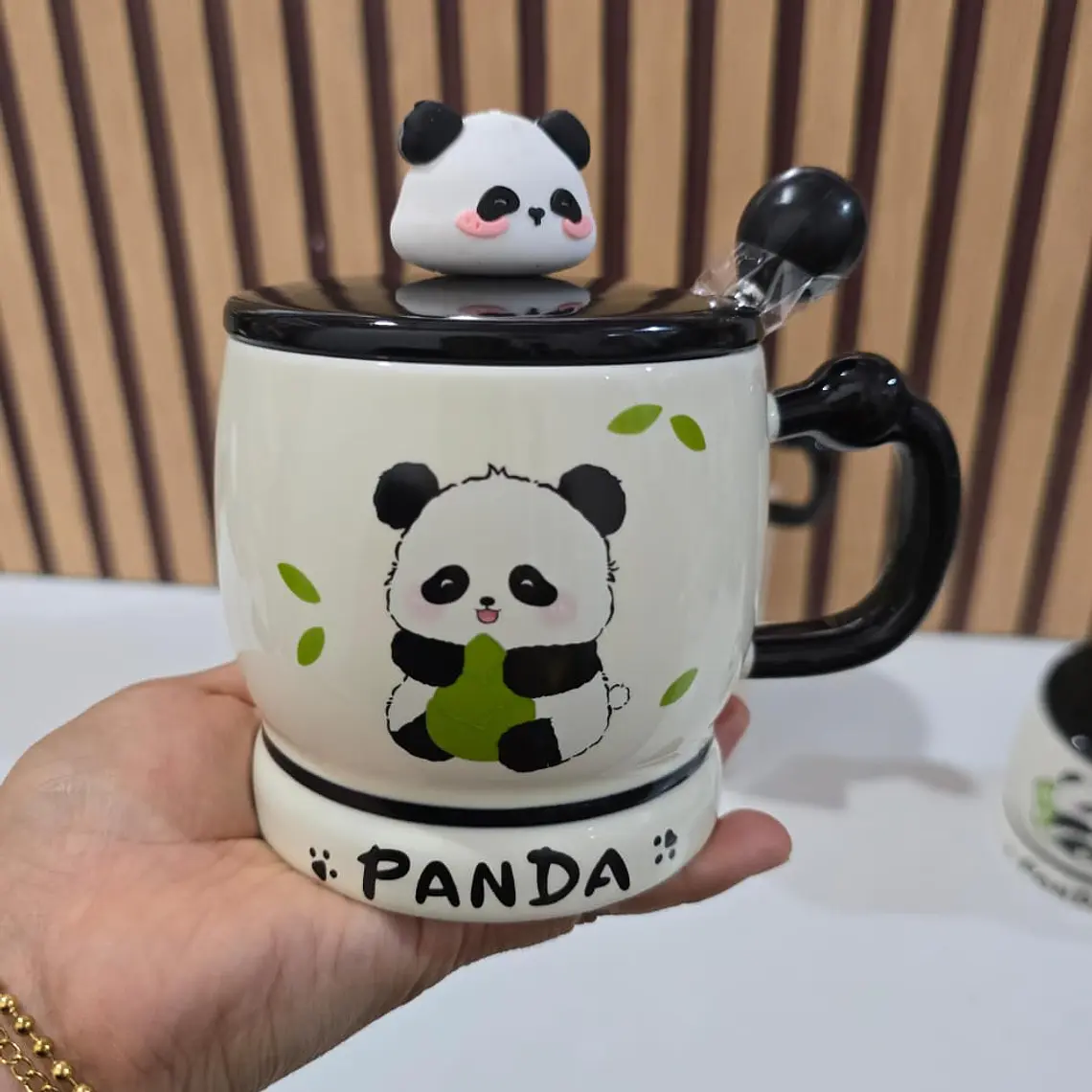 ☕🍴TAZA (400ML) DE CERÁMICA DISEÑO PANDITA CON CUCHARITA MOD# QY8334  🐼🎋 7