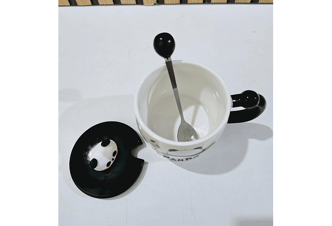 ☕🍴TAZA (400ML) DE CERÁMICA DISEÑO PANDITA CON CUCHARITA MOD# QY8334  🐼🎋