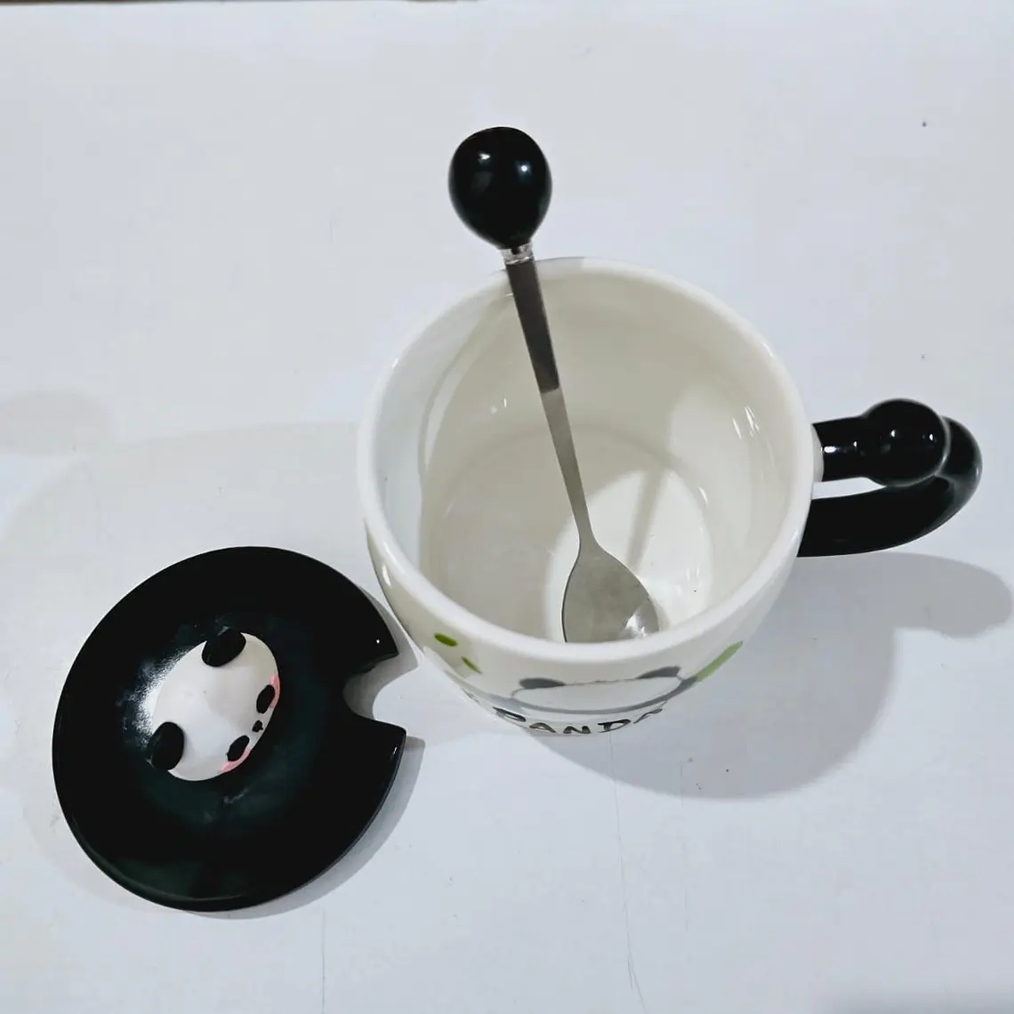 ☕🍴TAZA (400ML) DE CERÁMICA DISEÑO PANDITA CON CUCHARITA MOD# QY8334  🐼🎋 9