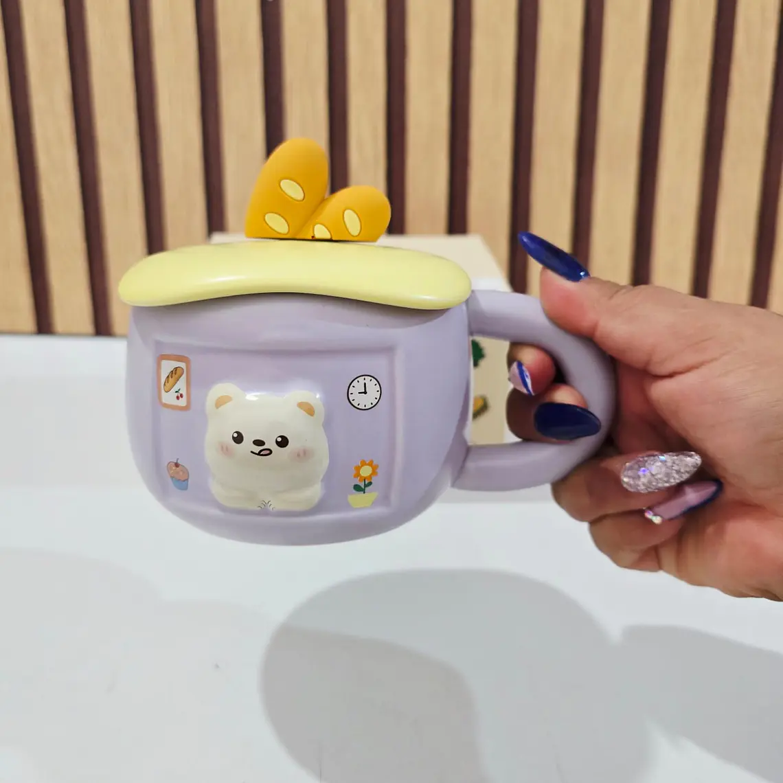 ☕🥖TAZA (350ML) DE CERÁMICA DISEÑO OSITO/PAN MOD# BT1535🐻 5
