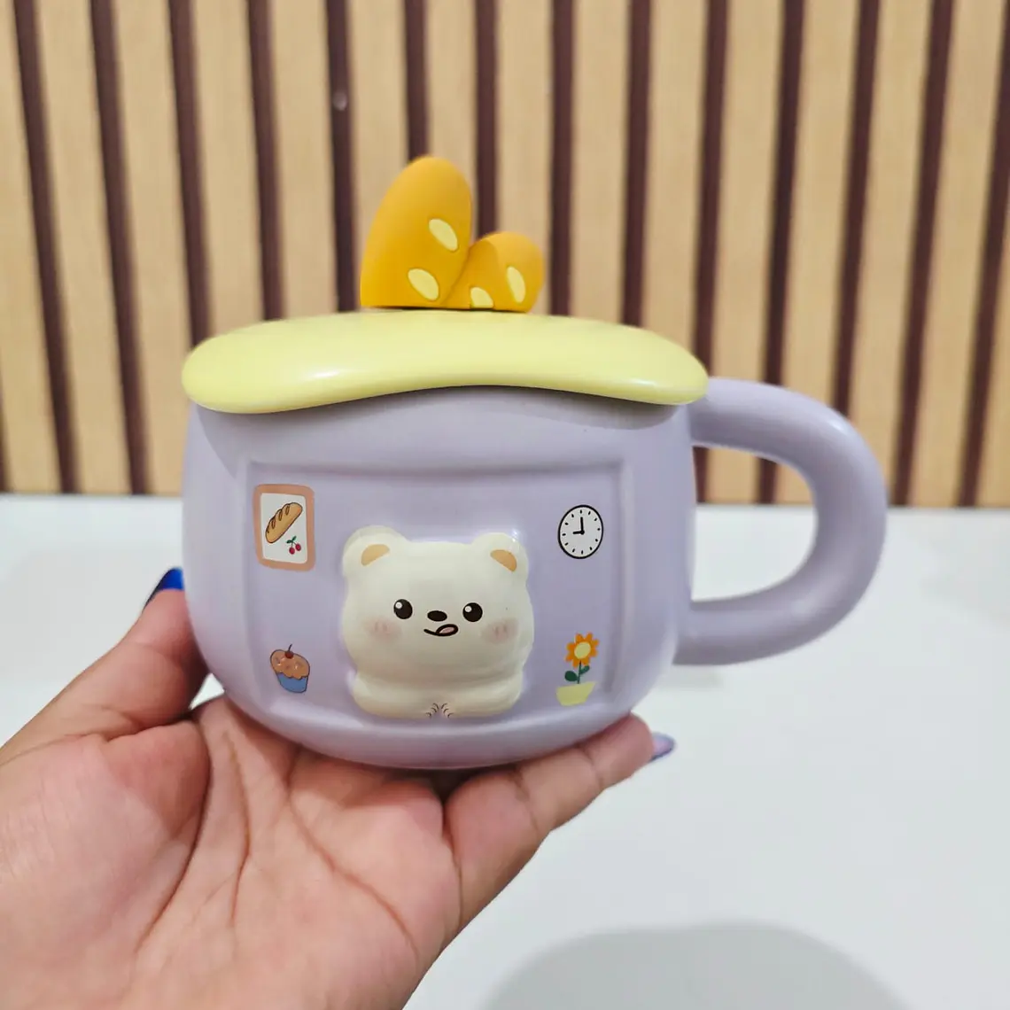 ☕🥖TAZA (350ML) DE CERÁMICA DISEÑO OSITO/PAN MOD# BT1535🐻 6