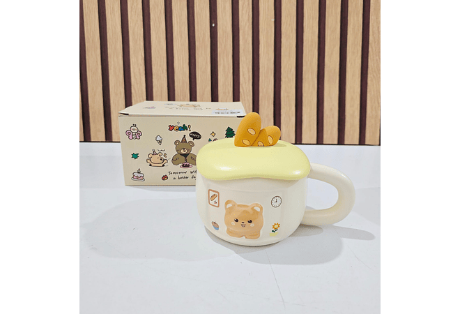 ☕🥖TAZA (350ML) DE CERÁMICA DISEÑO OSITO/PAN MOD# BT1535🐻