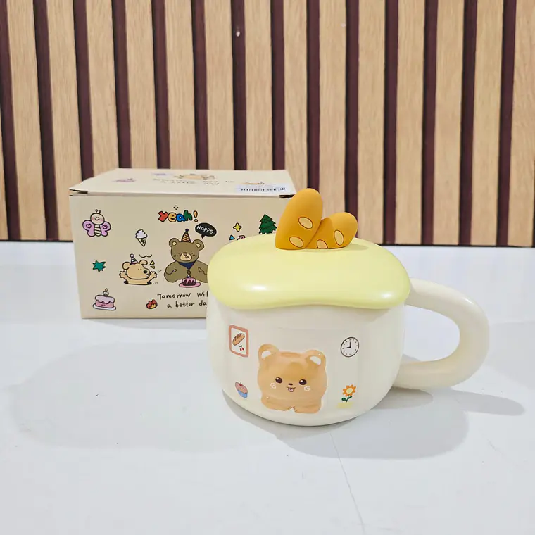 ☕🥖TAZA (350ML) DE CERÁMICA DISEÑO OSITO/PAN MOD# BT1535🐻 8