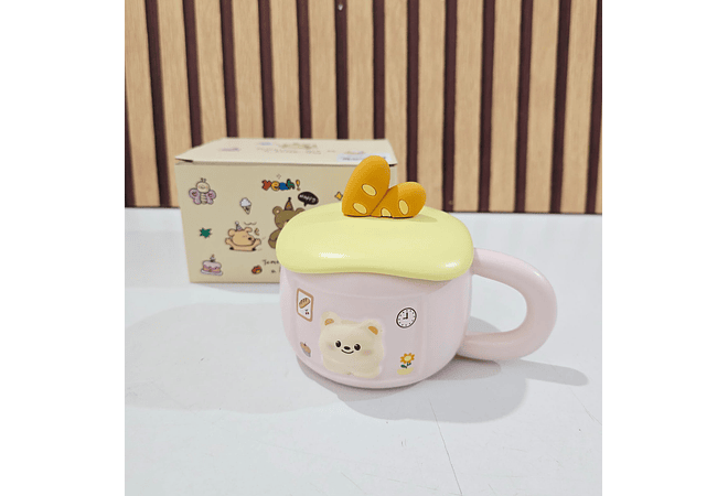 ☕🥖TAZA (350ML) DE CERÁMICA DISEÑO OSITO/PAN MOD# BT1535🐻